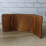 leather trifold wallet geometric stamped with 5 card slots