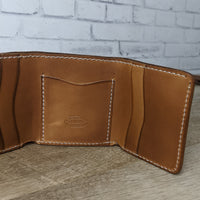 leather trifold wallet geometric stamped with 5 card slots