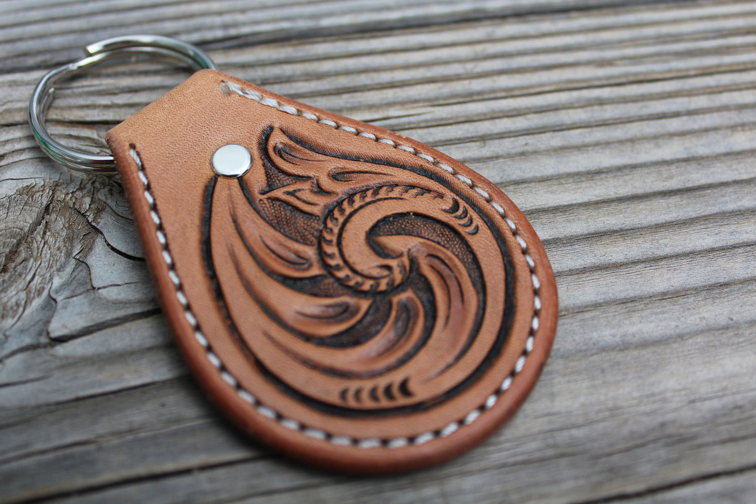 Leather key ring, leather key chain, gift, leather key fob, personalized gift, custom leather, tooled leather, tooled key fob, men, women